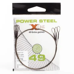 Bas de ligne acier carnassier x-line power steel 49 brins 40 cm (x3)