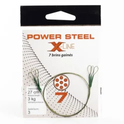 Bas de ligne acier carnassier x-line power steel 7 brins 27cm (x3)