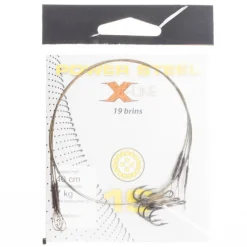 Bas de ligne acier carnassier x-line power steel 19 brins 40cm + ham. triple (x3)