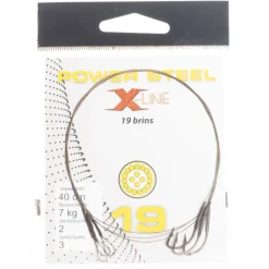 Bas de ligne acier carnassier x-line power steel 19 brins 40cm + ham. simple (x3)