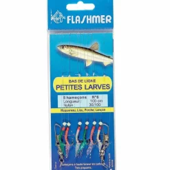 Bas de ligne flashmer petites larves 6 hameçons