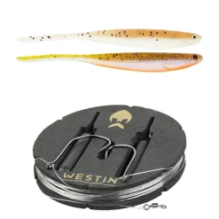 Bas de ligne prêt à pêcher Westin Dropshot Rig Kit 10g (x2) + ShadTeez Pin-Tail (x2)