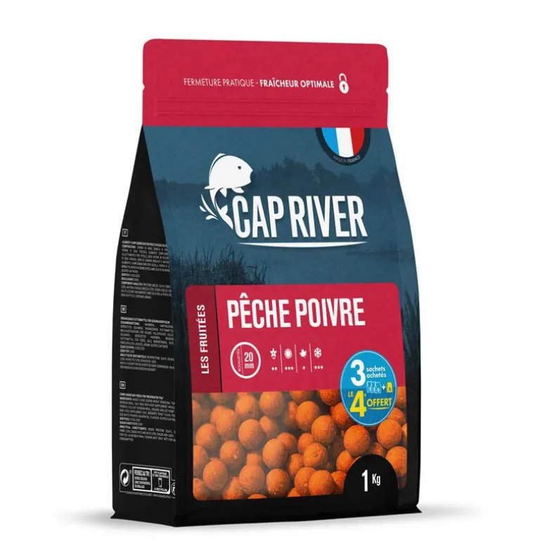 Bouillettes Cap River Pêche Poivre 1kg