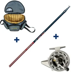 Ensemble Garbolino Canne Téléréglable 3m80 + Moulinet Capoté + Panier Truite