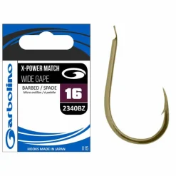 Hameçons Garbolino Non Montés X-Power Match Wide Gape (x15)