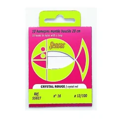 Hameçons montés coup sensas crystal rouge 20cm (x10)