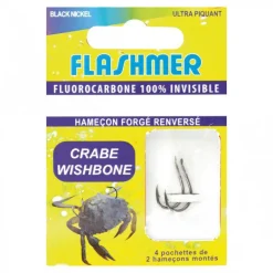 Hameçons montés flashmer crabe wishbone 100% fluorocarbone