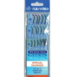 Kit 15 hamecons montés mer flashmer special daurade