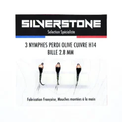 Kit 3 nymphes perdigones olives h14 bille cuivre tung 2,8 mm