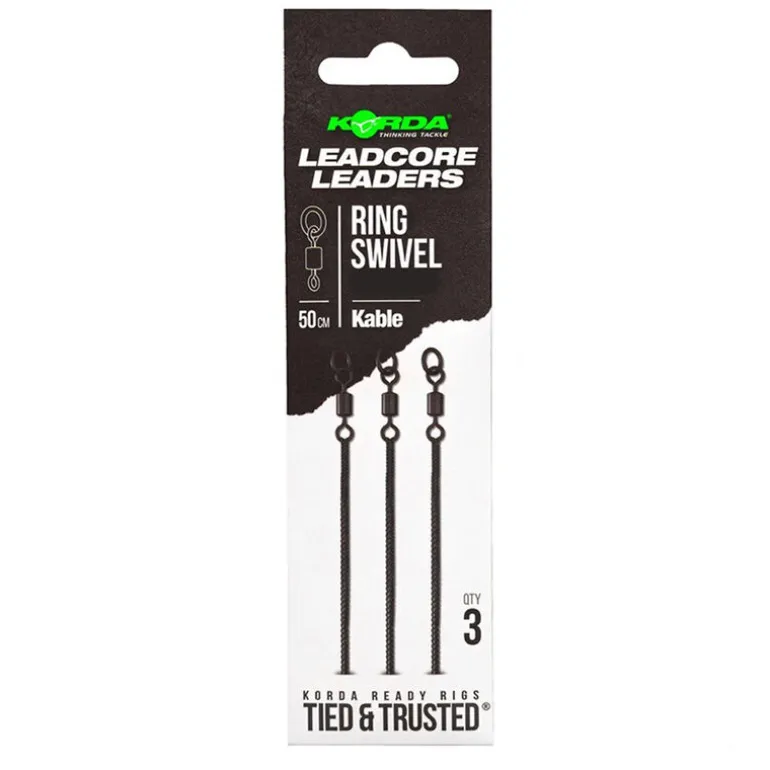 Leadcore Korda Kable Leadcore Leader Ring Swivel Weed 50cm