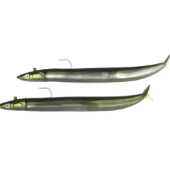 Leurres souples fiiish double combo crazy sand eel 100 off shore 10cm 10g kaki