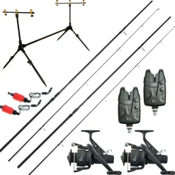 Pack 2 Cannes 12' 2.75lbs + 2 Moulinets 6000 fs + Rod Pod + Détections