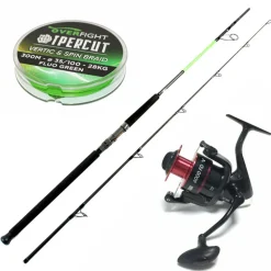 Pack avec une canne Ipercut Heavyspin 2.40 + un moulinet Tank 6000 FD et une tresse Ipercut Spin And Vertic Braid 35mm