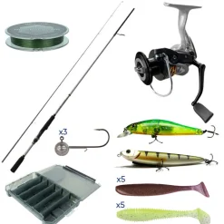 Pack Major Craft Kahory Spinning Combo 2.21m, 10-42g + tresse + boite + leurres