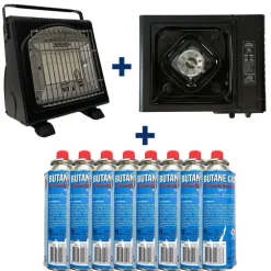 Pack Rechaud + Chauffage + 8 Cartouches de Gaz