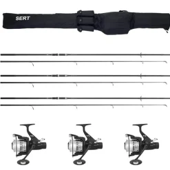 Pack Sert carpe 3 cannes 10' 3lbs + 3 moulinets débrayable + fourreau
