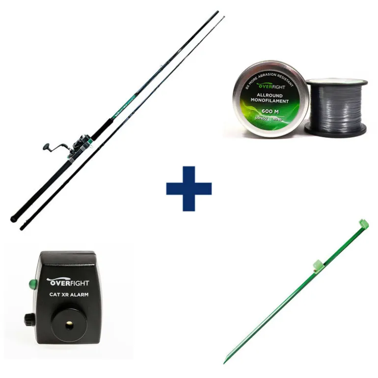 Pack Tank Heavy Spin + Monofilament + Cat XR Alarm+ Adjustable Sand Spike