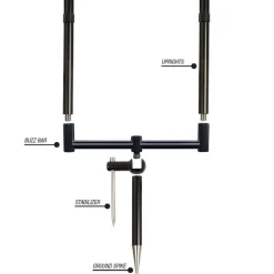 Support 2 cannes korda pack singlez alu black + surelevateur 6.5"