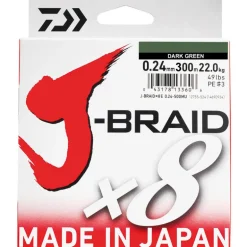 Tresse Daiwa J-Braid x8 Dark Green 300m