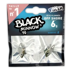 Tête plombee fiiish black minnow 70 off shore 6g (x2)